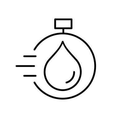 Hızlı kuru çizgi simgesi. Hızlı nem buharlaşması, solunabilir kumaş ve hafif malzeme. Spor kıyafetleri, açık hava kıyafetleri, seyahat malzemeleri. Hızlı kurutma özellikleri olan tekstil ürünleri. Vektör illüstrasyonu. 