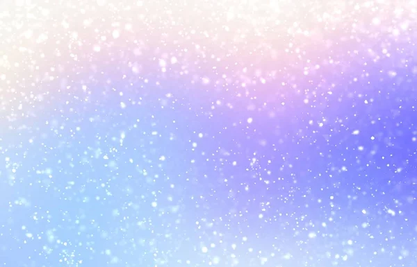 Attractive winter iridescent background. Light snow pattern. Impressive pink blue lilac transition gradient. Amazing shiny sky illustration. Christmas wonderful decoration.