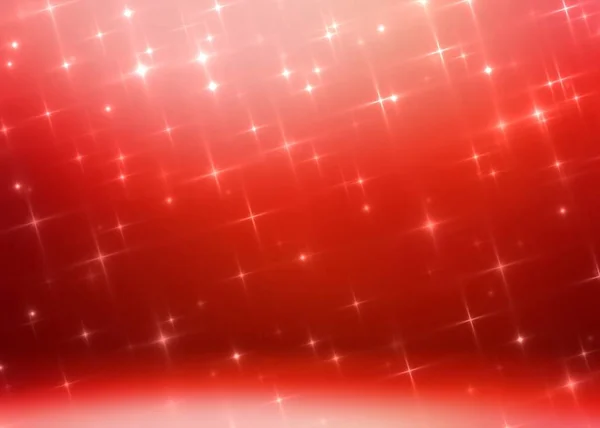 Twinkle stars glitter into red studio 3d background. Festive impressive illustration. Celebration abstract decor. Xmas room interior.