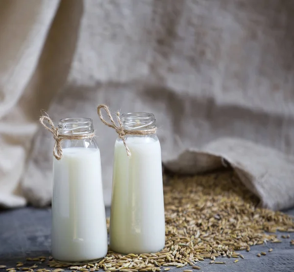 Harina Avena Botellas Avena Una Bolsa — Foto de Stock