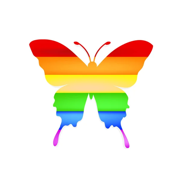 Beyaz arka planda izole edilmiş renkli kelebek. Güzel gökkuşağı rengi