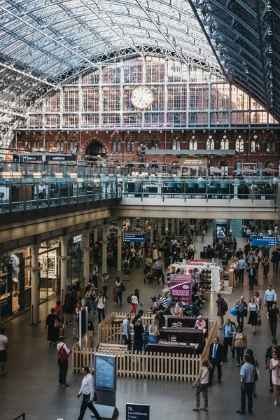 Londýn Července 2018 Interiér Pancras Stanice Pohled Shora Pancras Jedním — Stock fotografie