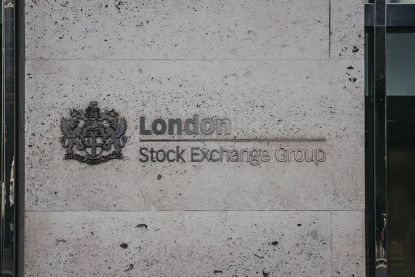 London Egyesült Királyság 2018 Július Logo Bejáratnál Hogy Londoni Tőzsde — Stock Fotó