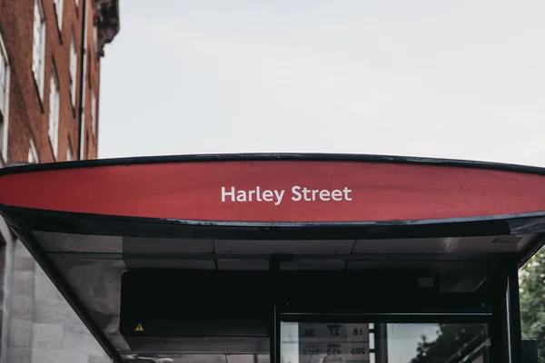 London Juli 2018 Bushaltestelle Der Harley Street London Die Harley — Stockfoto