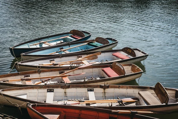 London August 2018 Richmond Bridge Boat Hire Wooden Boats Moored — Stock Photo, Image