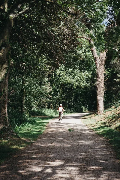 Unidentified Person Cycling Path Park Summer Day — Stock Photo, Image