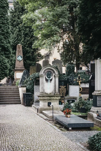 Прага Чехия Августа 2018 Года Вышеградское Кладбище Возле Базилики Святого — стоковое фото