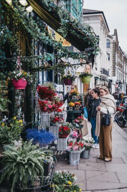 Londra, İngiltere - 16 Şubat 2019: Fitzroy'nın çiçek koleksiyonu çiçekçi Primrose Hill, adını ünlü Primrose Hill aldı Kuzey Londra lüks bir alan kişilerce.