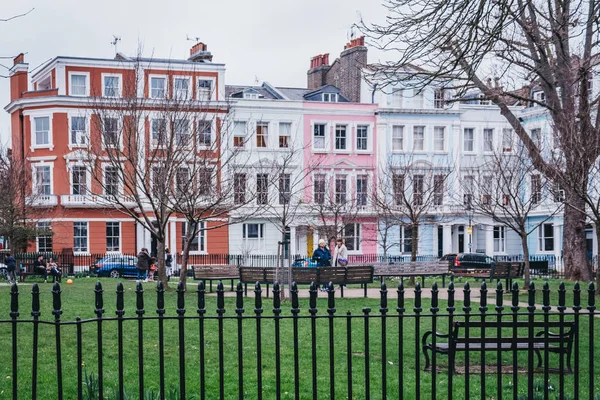 Londres Royaume Uni Février 2019 People Chalcot Square Gardens Maisons — Photo
