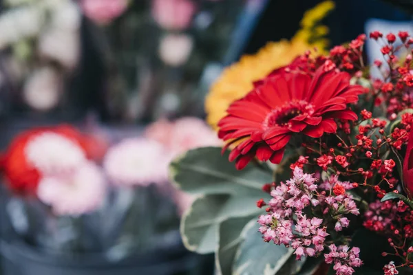 Variety Fresh Flowers Sale Street Market — Stock Photo, Image