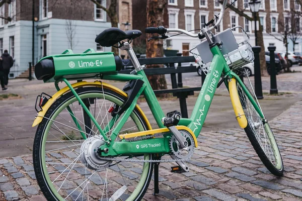 London February 2019 Dockless Lime Electric Bike Street Primrose Hill — Stock Photo, Image