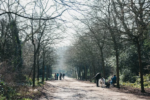 People walking inside Holland Park, London, UK, on the hottest s — Stock Photo, Image