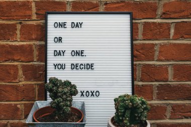 One day or day one motivational quote. clipart
