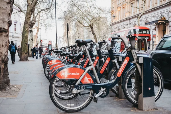 Santander Cycles Dockingstation Northumberland Avenue, London, — Stockfoto