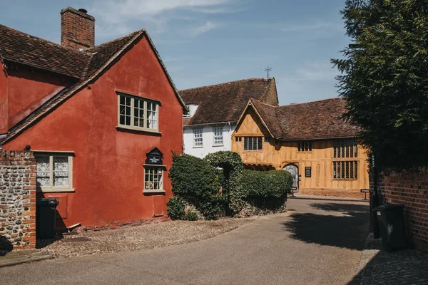 Cottage colorati a Lavenham, un villaggio nel Suffolk, Inghilterra, U — Foto Stock