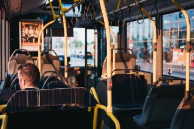 People on a bus in Luxembourg City, Luxembourg.