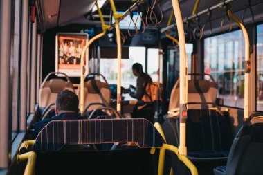 People on a bus in Luxembourg City, Luxembourg.