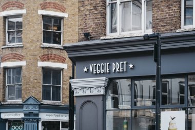 Veggie Pret A Manger'ın dış cephesi, Londra, İngiltere.