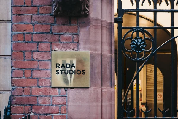 Sign outside Rada Studios, London, UK. — Stock Photo, Image