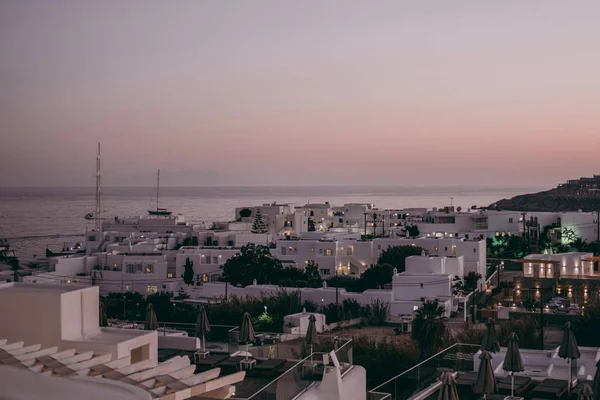 Platis gialos, mykonos, GREE 에 있는 건물들의 높은 각도 — 스톡 사진