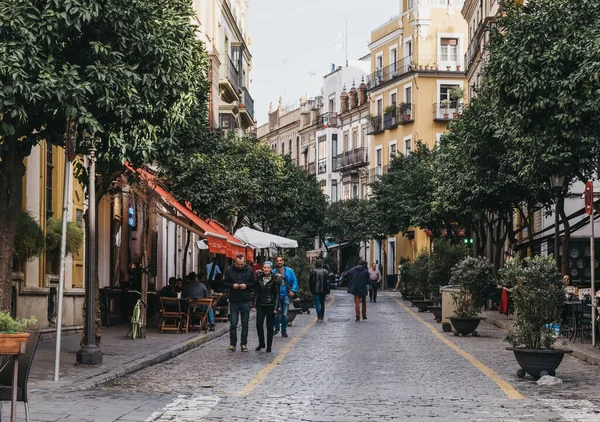 Seville Spain January 2020 Typical Street Seville Capital Andalusia Region — Stock Photo, Image