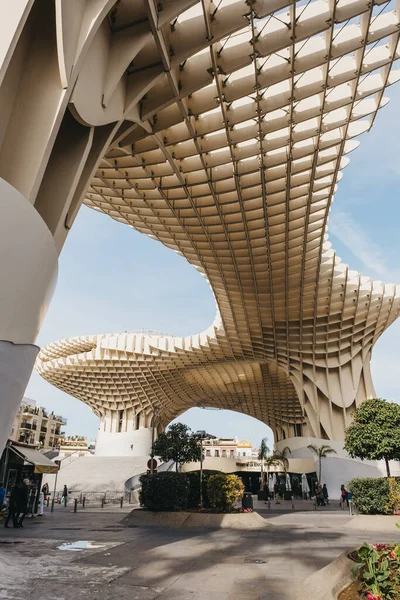 Seville Spain January 2020 Low Angle View Metropol Parasol Largest — Stock Photo, Image