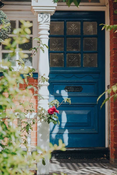 London June 2020 Stained Glass Front Door Edwardian House London — Stock Photo, Image