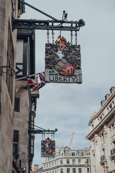 London June 2020 Signs Liberty Department Store London Selective Focus — Stock Photo, Image