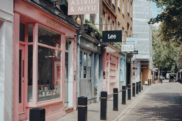 London June 2020 Row Pastel Coloured Closed Shops Empty Street — Stock Photo, Image