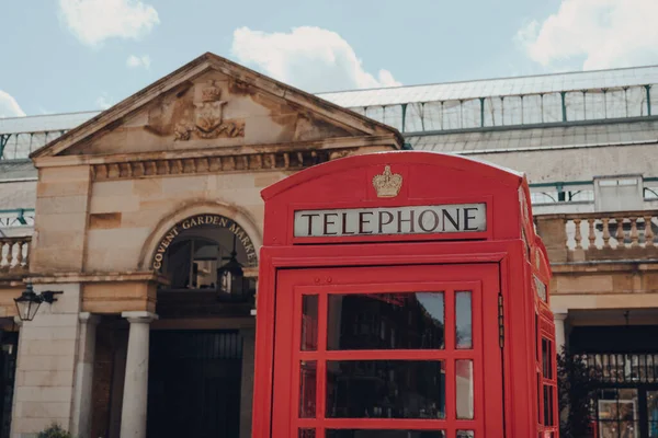 London June 2020 Red Phone Box Covent Garden Market Background — Stock Photo, Image