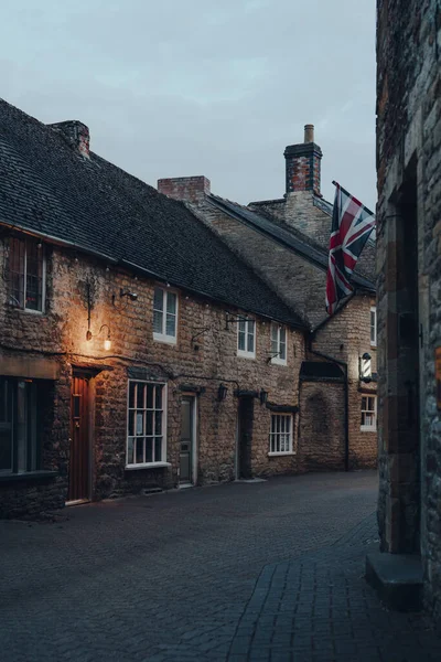 Stow Wold Велика Британія Липня 2020 Вапняк Котеджі Вузькій Вулиці — стокове фото