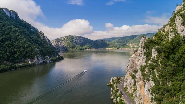 Paysage Dans Les Gorges Danube Cazanele Mari Vue Côté Roumain — Photo