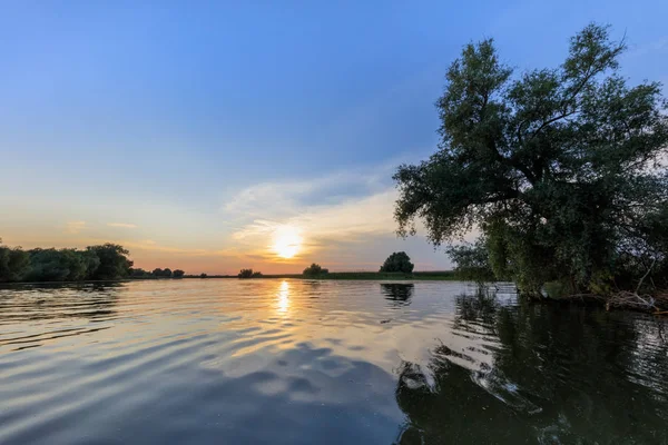 Solnedgång Den Danube Deltan Rumänien Europa — Stockfoto