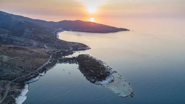 Vista Aérea Del Pueblo Aliki Isla Thassos Grecia —  Fotos de Stock