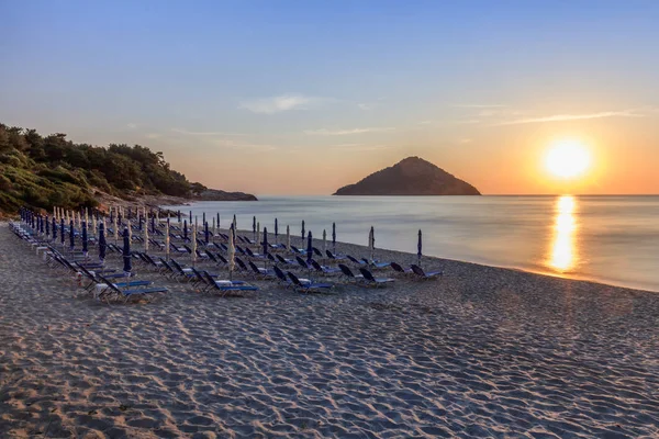 Spiaggia Paradisiaca All Alba Isola Taso Grecia — Foto Stock