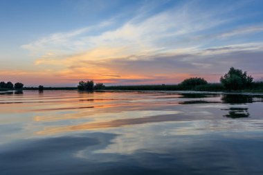 günbatımı Danube Delta, Romanya, Avrupa'nın