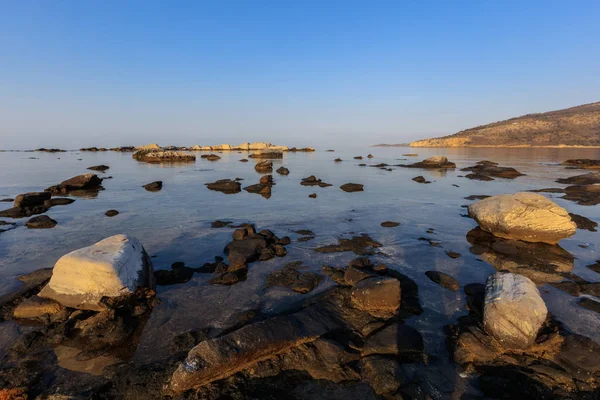 Yunanistan Thassos Adasındaki Aliki Adasında Ege Kıyısı Mermer Kayalar — Stok fotoğraf