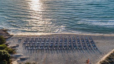 Cennet plaj havadan görünümüdür. Thassos Island, Yunanistan