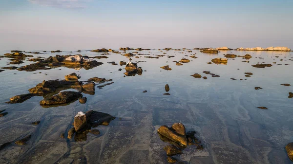 Aegean Seashore Marble Rocks Aliki Thassos Island Greece — Stock Photo, Image