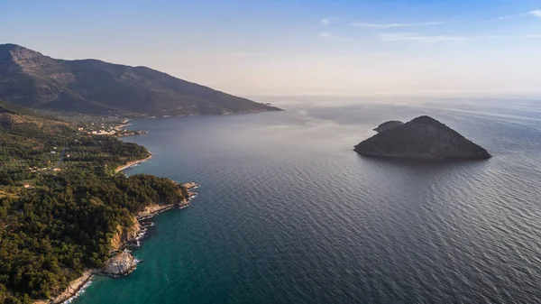 Vista Aerea Dell Isola Kinira Thassos Grecia — Foto Stock