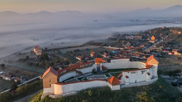 Veduta Aerea Della Fortezza Feldioara Transilvania Romania — Foto Stock