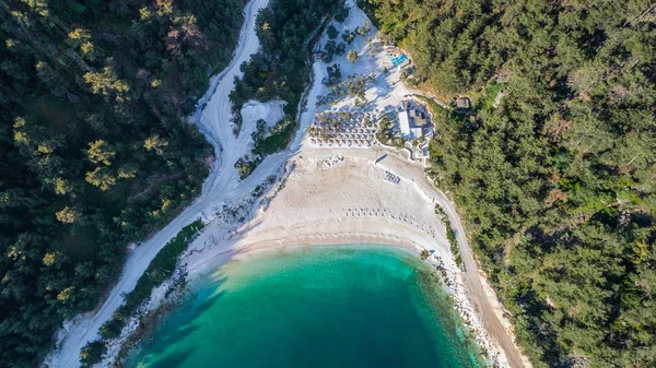 Vista Aérea Praia Porto Vathy Thassos Island Grécia — Fotografia de Stock