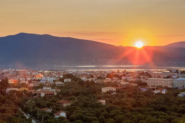 Восход Солнца Городе Лефкада Остров Лефкада Греция — стоковое фото