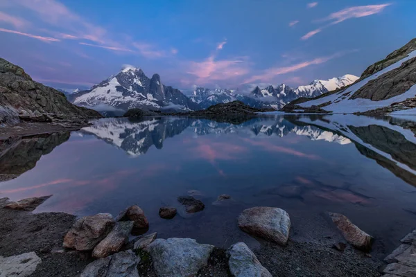 Massiccio Del Monte Bianco Riflesso Lac Blanc Alpi Graiane Francia — Foto Stock