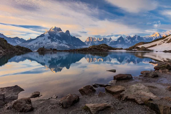 Mont Blancmassivet Återspeglas Lac Blanc Graian Alperna Frankrike — Stockfoto