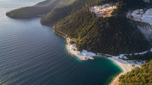 Aerial View Porto Vathy Beach Thassos Island Greece — Stock Photo, Image