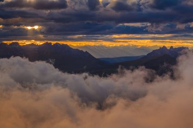 rosetta dağ - san martino di castrozza, İtalya dan günbatımı manzara