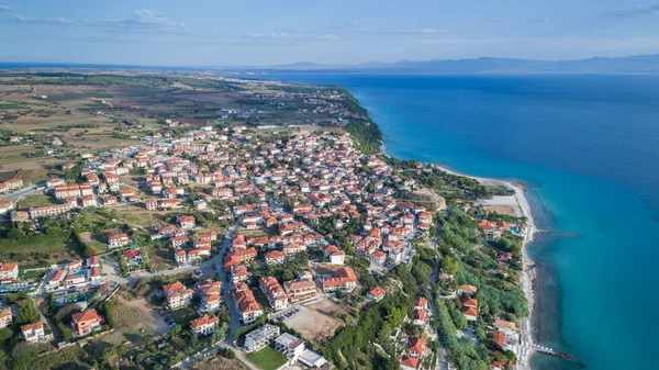 Afytos Dorp Kassandra Van Chalkidiki Schiereiland Griekenland Luchtfoto — Stockfoto