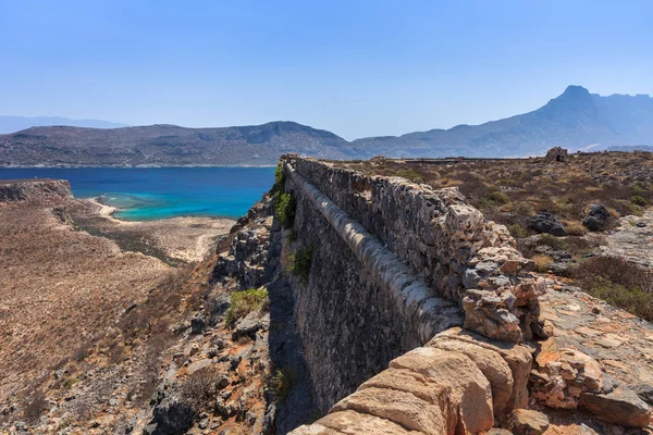 Ruínas Antiga Fortaleza Veneziana Ilha Imeri Gramvousa Mar Mediterrâneo Creta — Fotografia de Stock