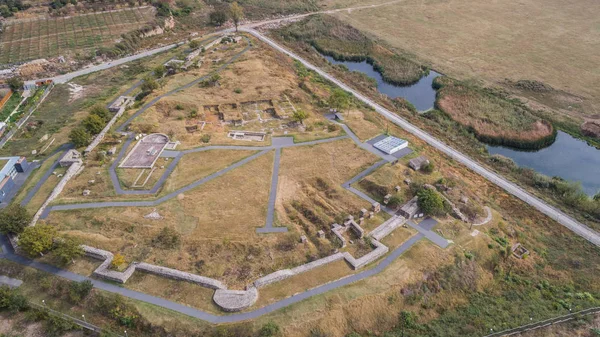 Ruínas Romanas Cidadela Sucidava Romênia Vista Aérea — Fotografia de Stock